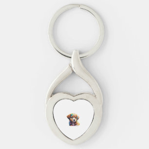 Cute Puppy Made of Liquid Colours Key Ring