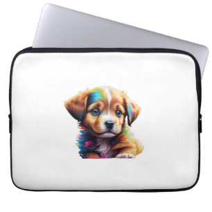 Cute Puppy Made of Liquid Colours Laptop Sleeve