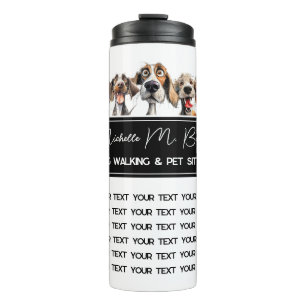 Cute Puppy Modern Dog Walking Sitting Black White Thermal Tumbler
