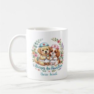 Cute Puppy Nurse Pawsitive Watercolor Personalised Coffee Mug
