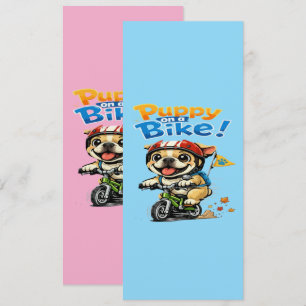 Cute Puppy on a Bike Cartoon Invitation