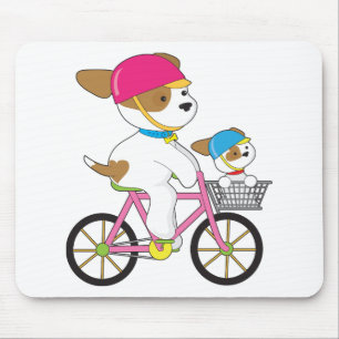 Cute Puppy on Bike Mouse Pad