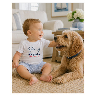 Cute Puppy Outline Navy Blue Silhouette Baby T-Shirt