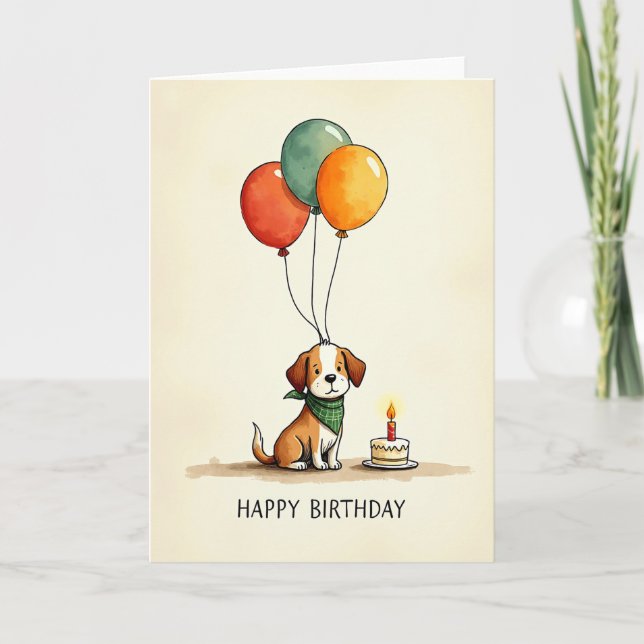 Cute Puppy Party Birthday Card (Front)