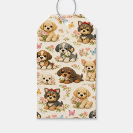 Cute Puppy Pattern Floral Butterfly Gift Tags