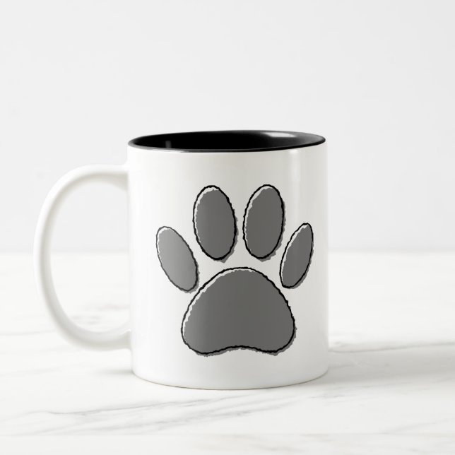 Cute Puppy Paw Drawing Two-Tone Coffee Mug (Left)