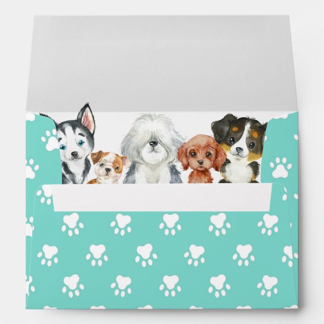 Cute Puppy Paw print Invitation Card 5x7 Envelope (Back (Bottom))