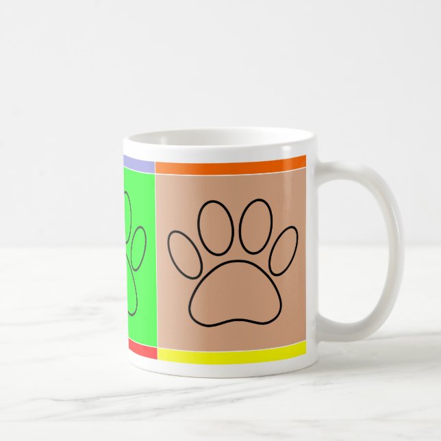 Cute Puppy Paws In Squares Coffee Mug (Right)