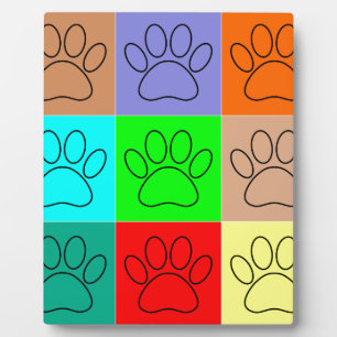 Cute Puppy Paws In Squares Plaque