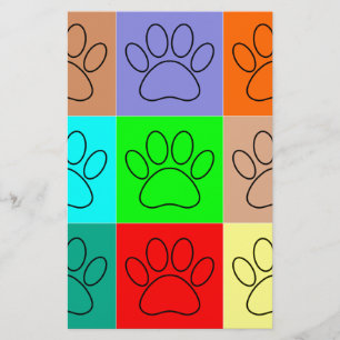 Cute Puppy Paws In Squares Stationery