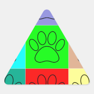 Cute Puppy Paws In Squares Triangle Sticker