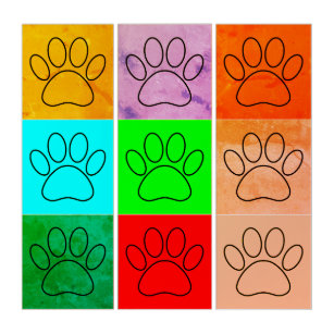 Cute Puppy Paws In Squares  Triptych