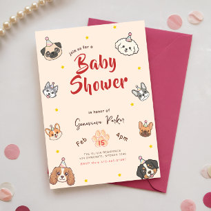 Cute Puppy Pawty Dog Baby Shower Invitation