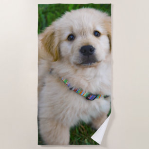 Cute Puppy Personalised Photo Dog Lover Beach Towel