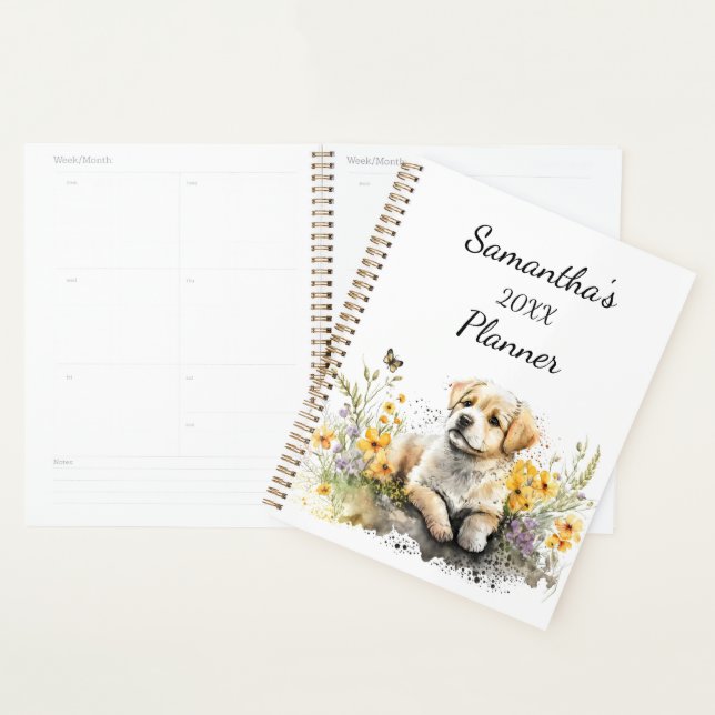 Cute Puppy Personalised Yearly  Planner (Display)
