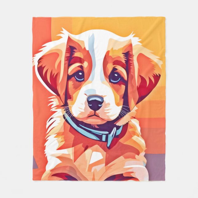 Cute Puppy Pop Art Fleece Blanket (Front)