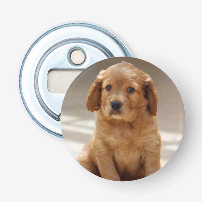 Cute Puppy Portrait Photo Bottle Opener (Front)