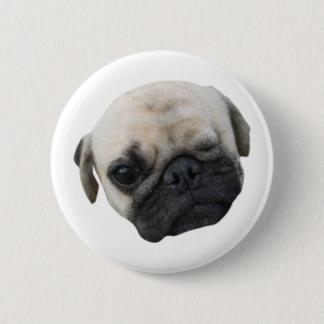 Cute Puppy Pug Dog Friend ... かわいい 子犬 6 Cm Round Badge (Front)