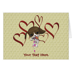 Cute Puppy Red Hearts Animal Photo Card