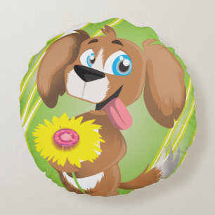 Cute Puppy Round Cushion