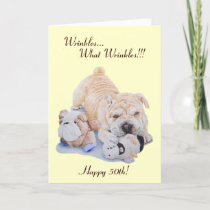 Cute puppy shar pei dog and teddy funny 50th card