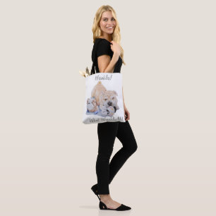 Cute puppy shar pei teddy bears fun slogan tote bag