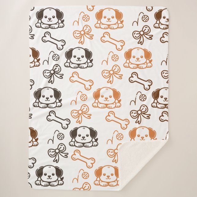 Cute Puppy Sherpa Blanket (Front)