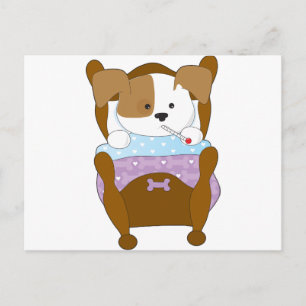 Cute Puppy Sick Postcard