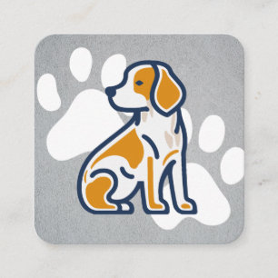 Cute Puppy Sitting Doggy Paws Square Business Card
