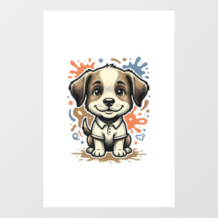 Cute Puppy Splash Engraving Vector Design_1