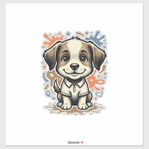 Cute Puppy Splash Engraving Vector Design_1