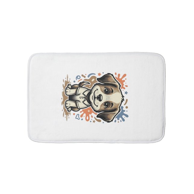 Cute Puppy Splash Engraving Vector Design_1 Bath Mat (Front)