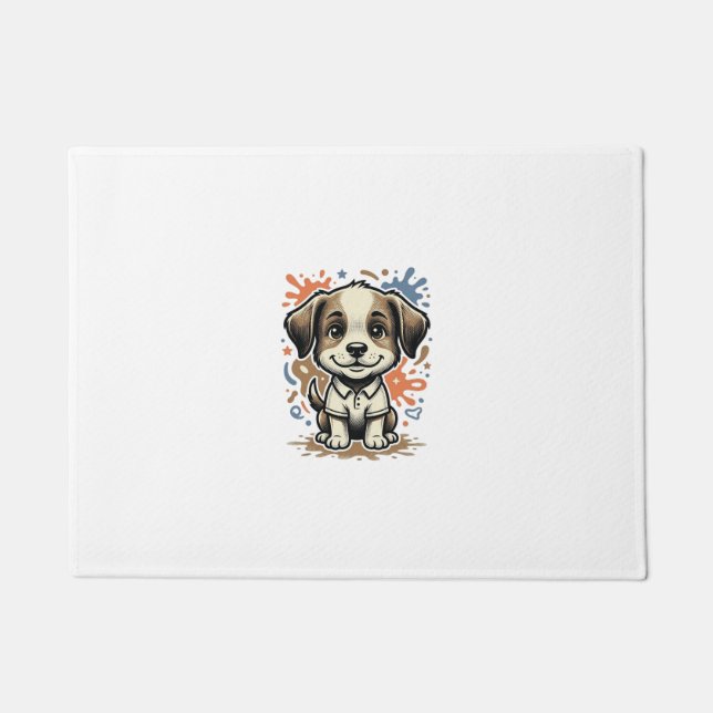 Cute Puppy Splash Engraving Vector Design_1 Doormat (Front)