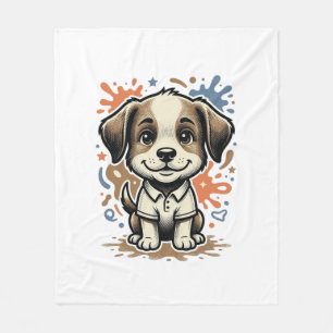Cute Puppy Splash Engraving Vector Design_1 Fleece Blanket