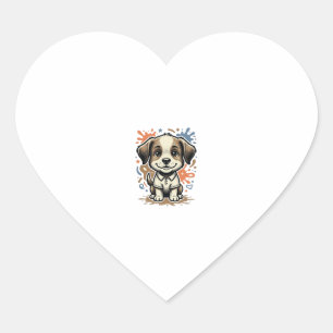 Cute Puppy Splash Engraving Vector Design_1 Heart Sticker