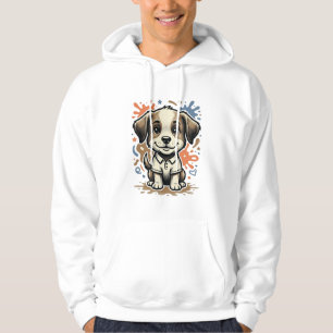 Cute Puppy Splash Engraving Vector Design_1 Hoodie