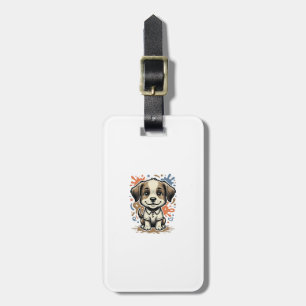 Cute Puppy Splash Engraving Vector Design_1 Luggage Tag