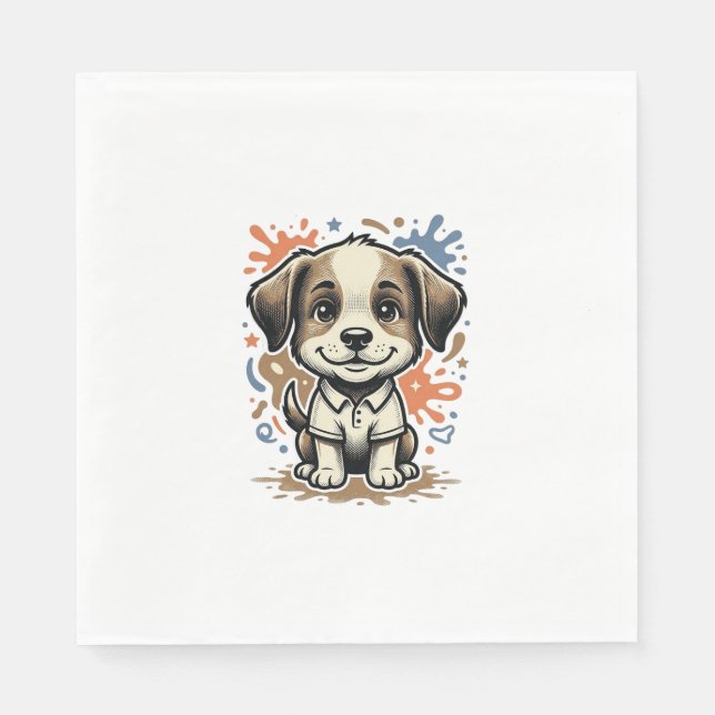Cute Puppy Splash Engraving Vector Design_1 Napkin (Front)