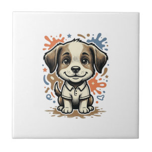 Cute Puppy Splash Engraving Vector Design_1 Tile