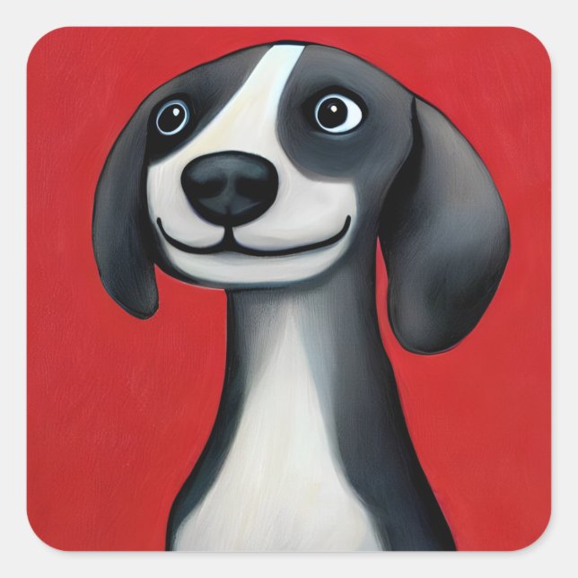Cute Puppy Square Sticker (Front)