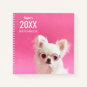 Cute Puppy Sunglasses Personalised Kids Sketchbook Notebook