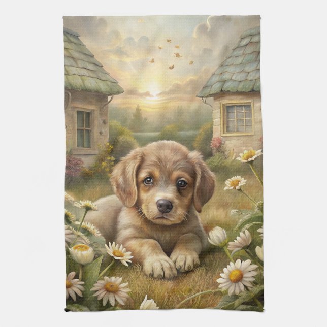 Cute Puppy Tea Towel (Vertical)