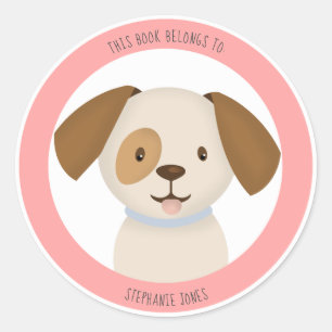Cute Puppy This Book Belongs to Classic Round Sticker