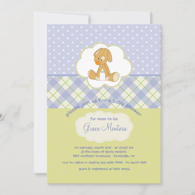 Cute Puppy Toy Shower Card (Front)