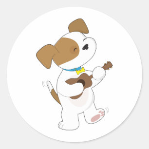 Cute Puppy Ukulele Classic Round Sticker