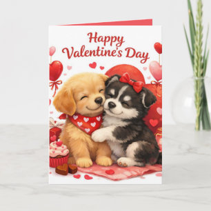 Cute Puppy Valentine Holiday Card