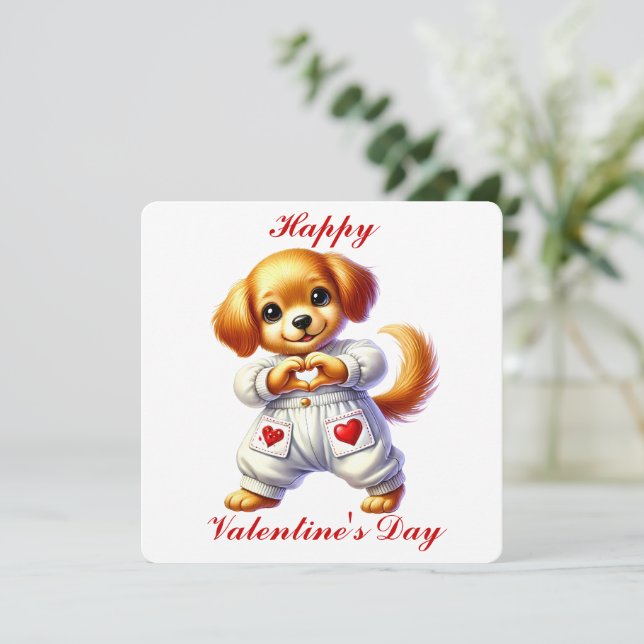 Cute Puppy - Valentine's Day Card (Standing Front)