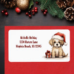 Cute Puppy Wearing Santa Hat Dog Christmas Address Label<br><div class="desc">Cute Puppy Wearing a Santa Hat Dog Christmas Return Address Label</div>