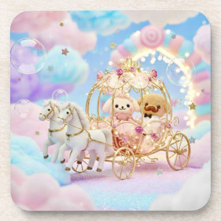 Cute Puppy Wedding Fairytale Carriage Coaster
