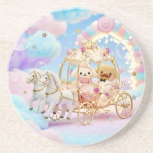 Cute Puppy Wedding Fairytale Carriage Coaster